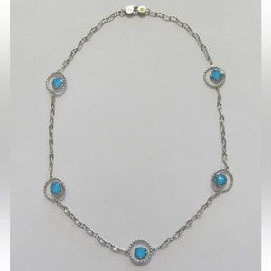 Tacori blooms Neo turquoise 5 stations 925 rare necklace.
